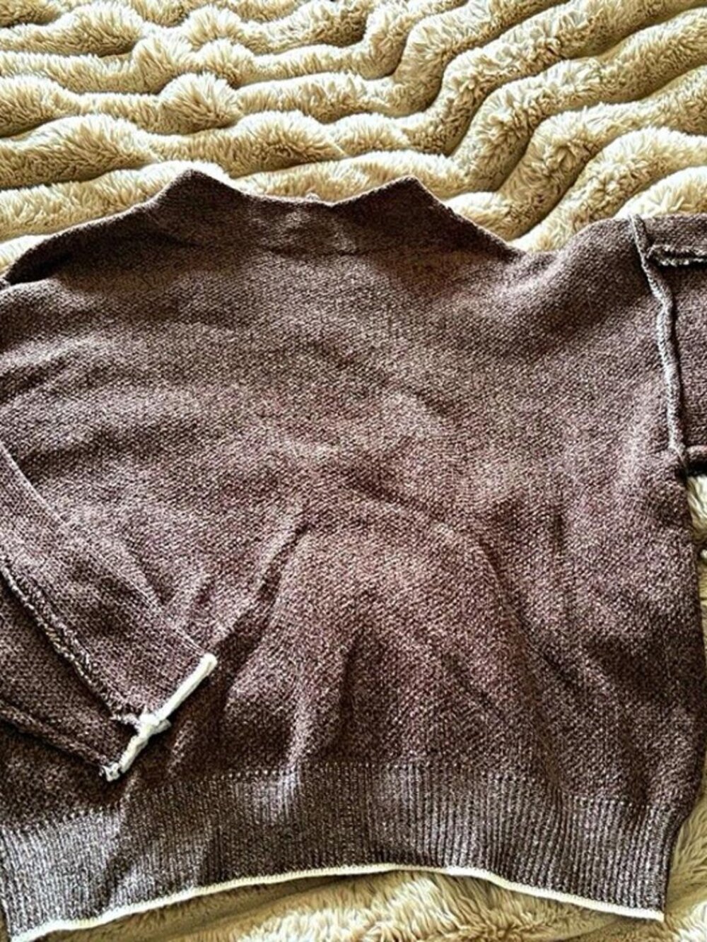 Zenana Women’s Brown Solid Knit Mock Neck Pullover Sweater S/M NWOT